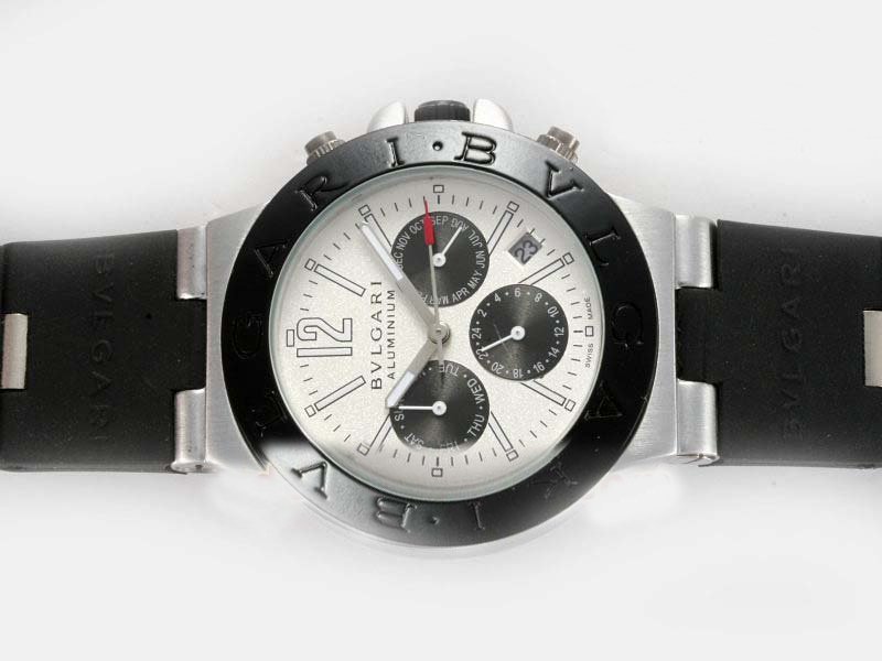 Bvlgari Diagono AC38TAVD/SLN 38mm Black Rubber Strap White Dial Watch watches