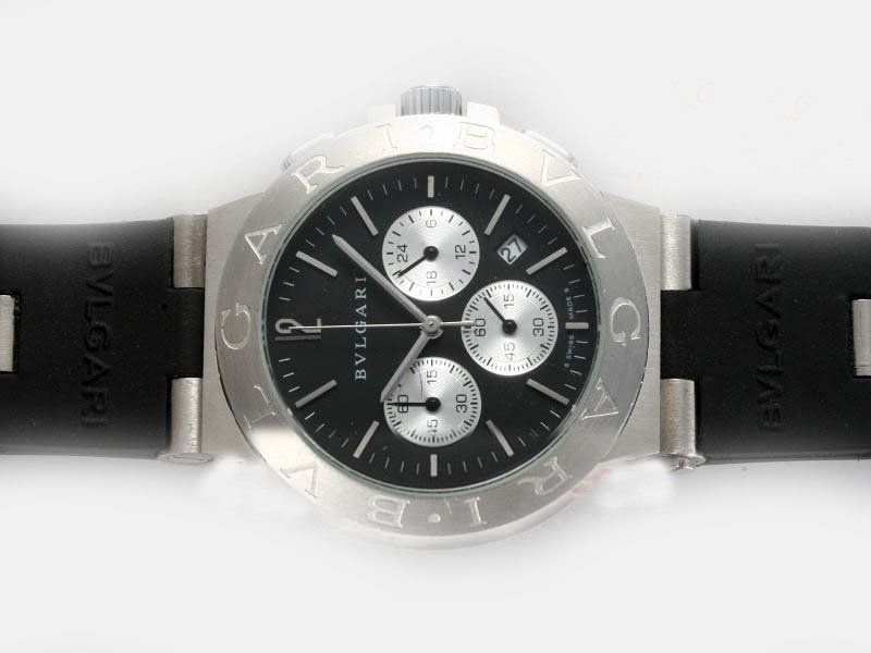 Bvlgari Diagono AC38TAVD/SLN Black Rubber Strap Round Black Dial Watch watches