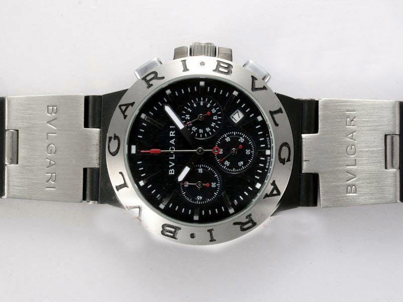 Bvlgari Diagono CH35BSLDAuto Automatic Round Black Dial Watch watches
