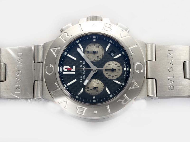 Bvlgari Diagono CH35BSLDAuto Round Automatic Black Dial Watch watches