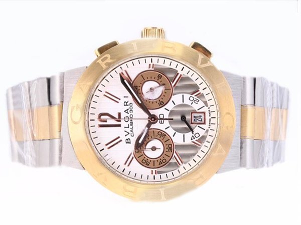Bvlgari Diagono CH35WSGDAuto Mens 35mm Silver 18k Gold Strap Watch watches