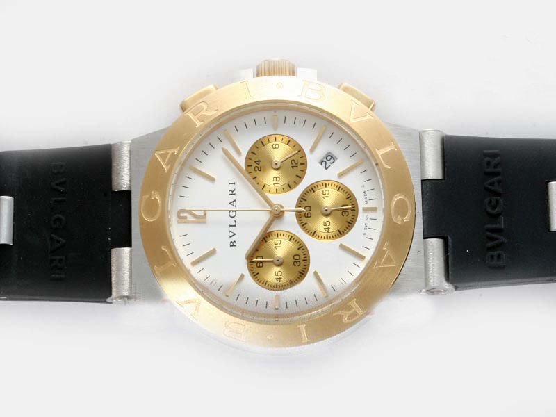 Bvlgari Diagono CH35WSGDAuto White Dial 35mm 18K Gold Case Watch watches