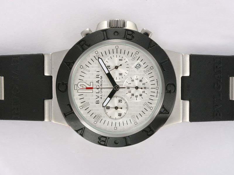 Bvlgari Diagono CH35WSLDAuto 35mm White Dial Black Rubber Strap Watch watches