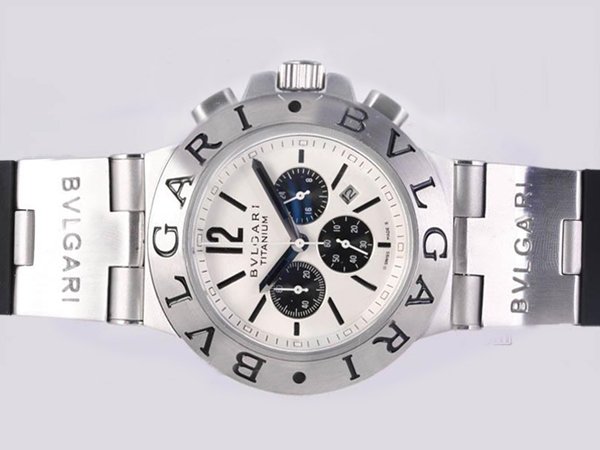 Replica Bvlgari Diagono CH35WSLDAuto Round White Dial Stainless Steel Case Watch Watch