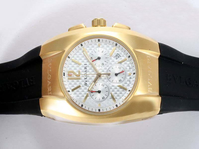 Bvlgari Ergon EG40C6GLDCH Stainless Steel with 18k Gold Bezel Mens Black Rubber Strap Watch watches