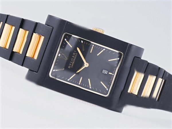 Bvlgari Rettangold RT45BRSVD Black Dial PVD Case PVD Bezel Watch watches