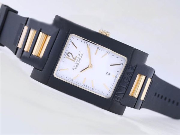 Bvlgari Rettangold RT45C6LSLD Quartz PVD Bezel White Dial Watch watches