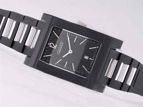Bvlgari Rettangold RT45C6LSSD 45mm Black Rubber Strap Black Dial Watch watches