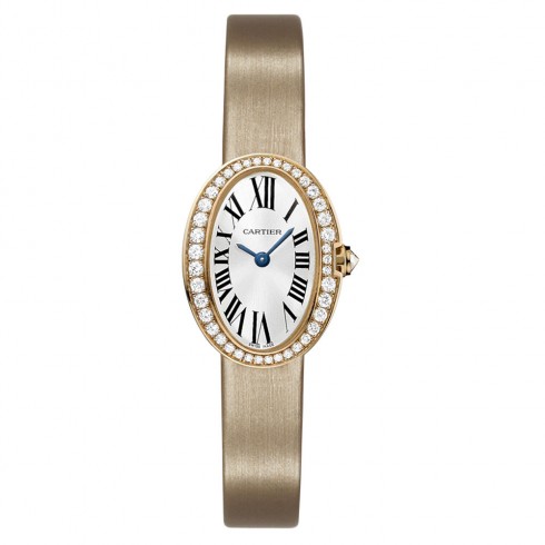 Cartier Baignoire Diamond Bezel Silver Dial 18 kt Rose Gold Ladies Watch WB520028 watches