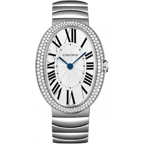 Cartier Baignoire Silver Dial 18kt White Gold Unisex Men's Watch WB520010 watches