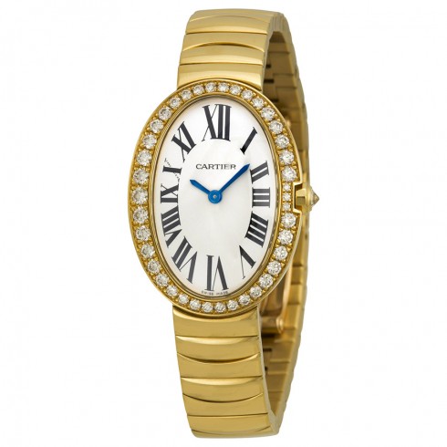 Cartier Baignoire Silver Dial 18kt Yellow Gold Ladies Watch WB520019 watches