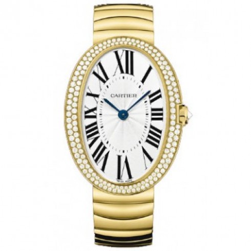Cartier Baignoire Silver Dial Gold Bracelet Ladies Watch WB520021 watches