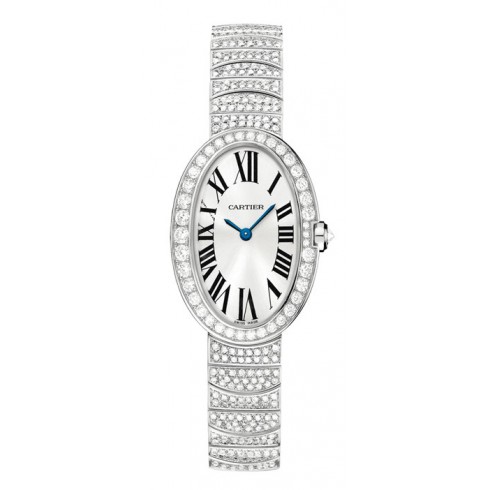 Cartier Baignoire Small Silver Dial 18kt White Gold Diamond Ladies Wach WB520011 watches