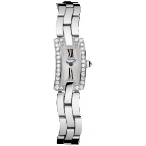 Cartier Ballerine Silver Sunray Dial Polished Solid 18K White Gold Bracelet Ladies Watch WG40033J watches