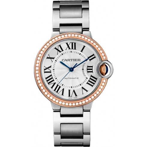 Cartier Ballon Bleu Automatic 18Kt Rose Gold Diamond Steel Ladies Watch WE902081 watches