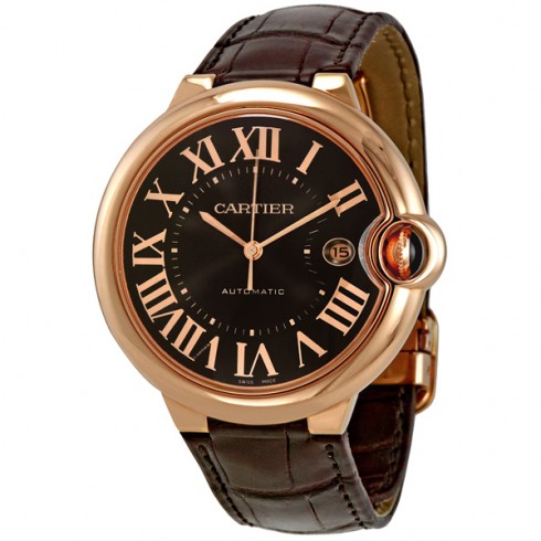 Cartier Ballon Bleu Brown Dial 18kt Rose Gold Case Automatic Men's Watch W6920037 watches