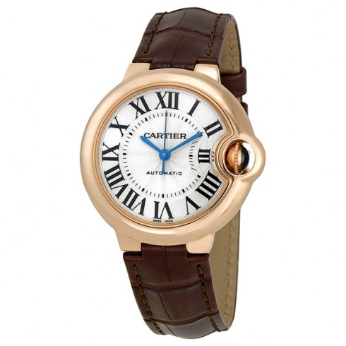 Cartier Ballon Bleu de Cartier Pink Gold Brown Leather Watch W6920069 watches