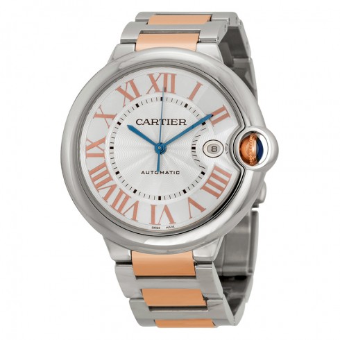 Cartier Ballon Bleu De Cartier Silver Dial Stainless Steel and 18kt Pink Gold Watch W6920095 watches