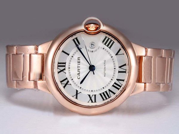Cartier Ballon Bleu de Cartier W6920047 Round Rose Gold Rose Gold Strap Watch watches
