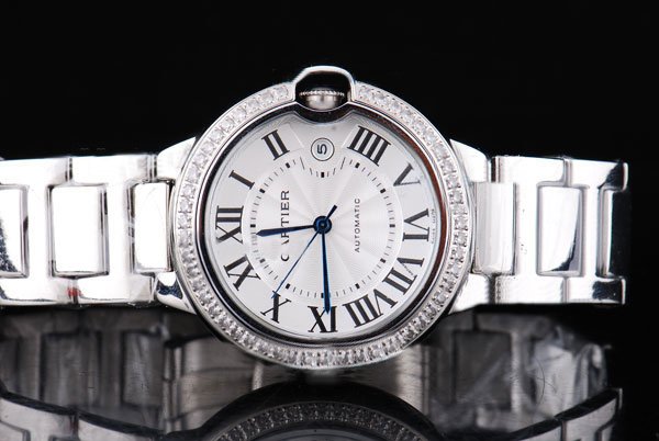 Cartier Ballon Bleu de Cartier wE9003Z3 Diamond Bezel Silver Stainless Steel Strap Mens Watch watches