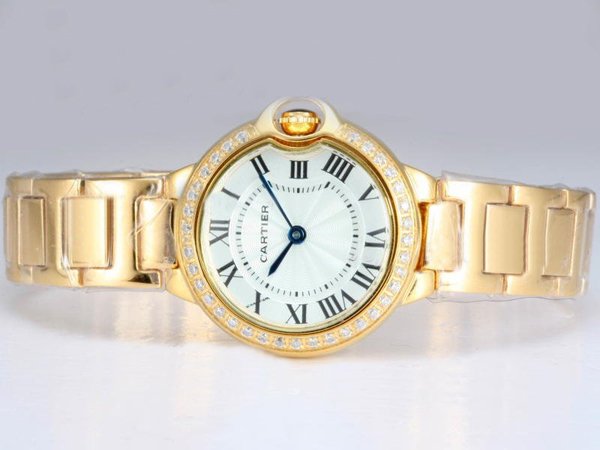 Cartier Ballon Bleu de Cartier WE9008Z3 Round Gold Stainless Steel Strap White Dial Watch watches