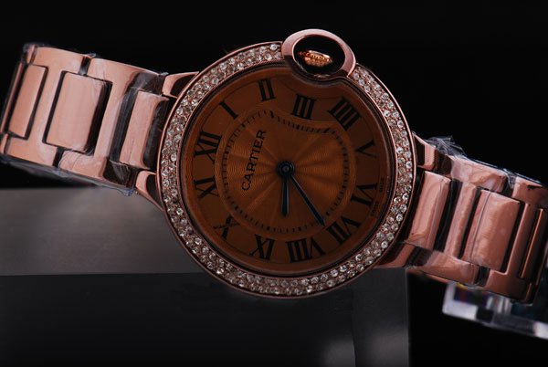 Cartier Ballon Bleu de Cartier WE902034 Diamond Bezel Gold Dial Watch watches