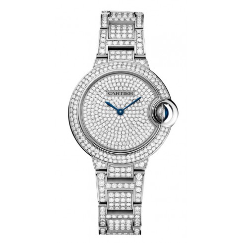 Cartier Ballon Bleu Diamond Pave Dial 18kt White Gold Ladies Watch HPI00562 watches