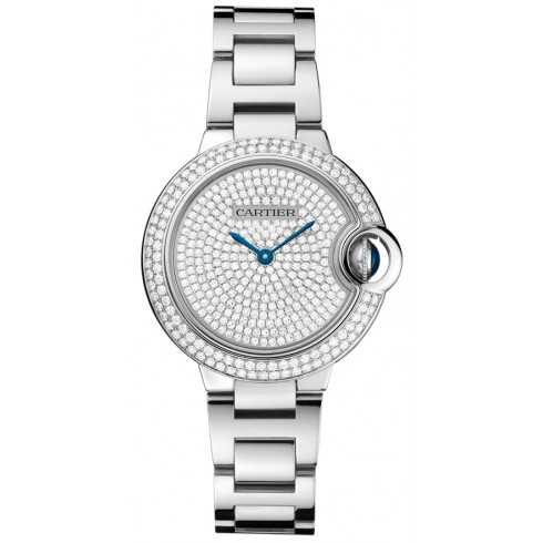 Cartier Ballon Bleu Diamond Pave Dial 18kt White Gold Ladies Watch WE902048 watches