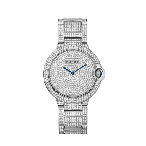 Cartier Ballon Bleu Diamond Pave Dial 18kt White Gold Unisex Watch HPI00581 watches