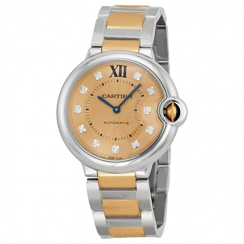 Cartier Ballon Bleu Rose Gold Dial Steel and 18kt Rose Gold Ladies Watch WE902054 watches