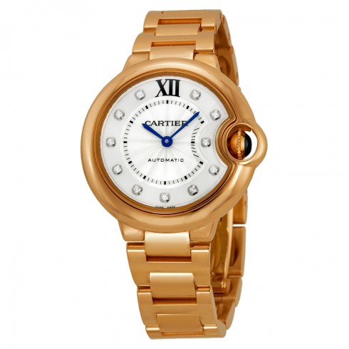 Cartier Ballon Bleu Silver Dial 18kt Rose Gold Automatic Ladies Watch WE902039 watches