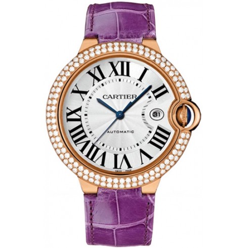 Cartier Ballon Bleu Silver Dial 18kt Rose Gold Diamond Bezel Automatic Men's Watch WE900851 watches