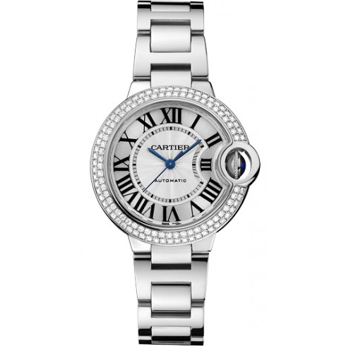 Cartier Ballon Bleu Silver Dial 18kt White Gold Diamond Ladies Watch WE902035 watches