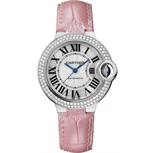Cartier Ballon Bleu Silver Dial Pink Leather Ladies Watch WE902037 watches