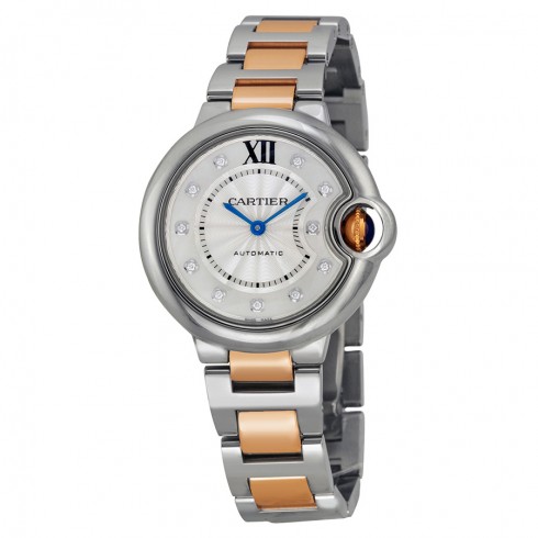 Cartier Ballon Bleu Silver Dial Steel and 18kt Rose Gold Ladies Watch WE902061 watches