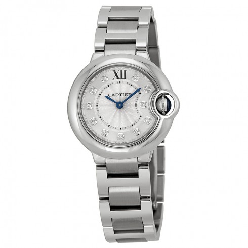 Cartier Ballon Bleu Silver Diamond Dial Stainless Steel Ladies Watch WE902073 watches