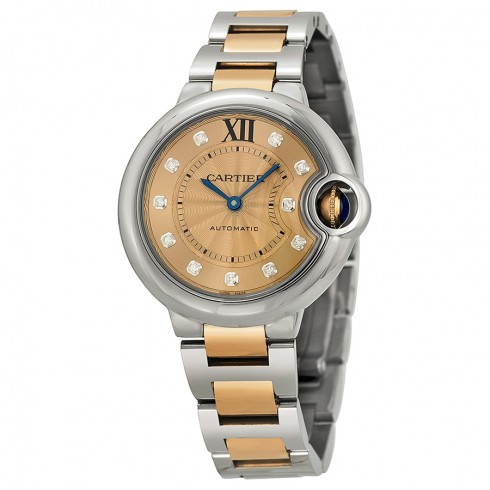 Cartier Ballon Bleu Stainless Steel and 18kt Rose Gold Ladies Watch WE902053 watches