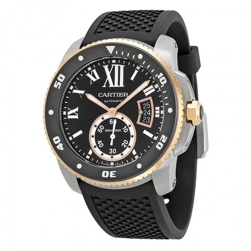 Cartier Calibre de Cartier Black Dial Black Rubber Men's Watch W7100055 watches