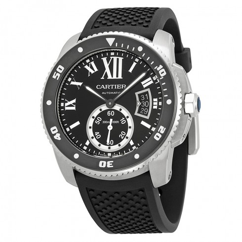 Cartier Calibre de Cartier Black Dial Rubber Men's Watch W7100056 watches
