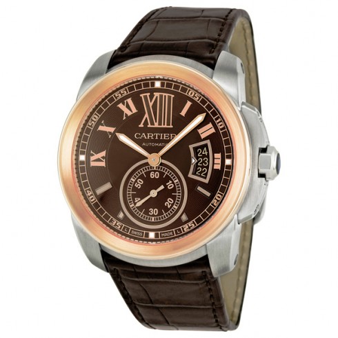 Cartier Calibre de Cartier Brown Dial Pink Gold Bezel Automatic Men's Watch W7100051 watches