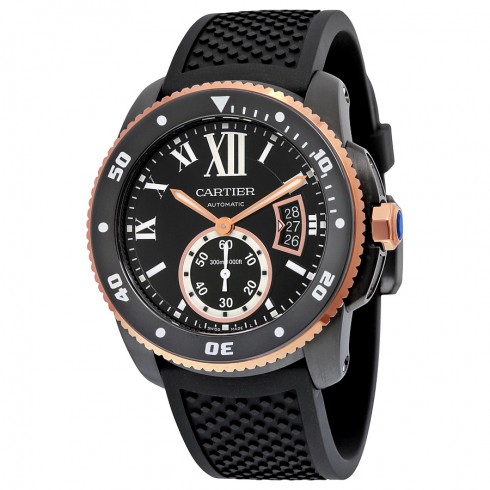 Cartier Calibre De Cartier Diver Automatic Black Dial Black Rubber Men's Watch W2CA0004 watches