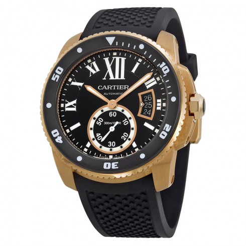 Cartier Calibre de Cartier Diver Automatic Black Dial Rubber Men's Watch W7100052 watches
