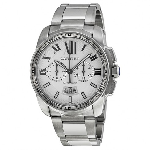 Cartier Calibre de Cartier Silver Dial Chronograph Automatic Men's Watch W7100045 watches