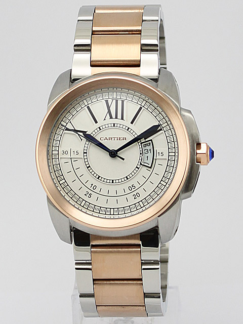 Cartier Calibre de Cartier W7100004 White Dial 42mm Gold Rose Gold Strap Watch watches