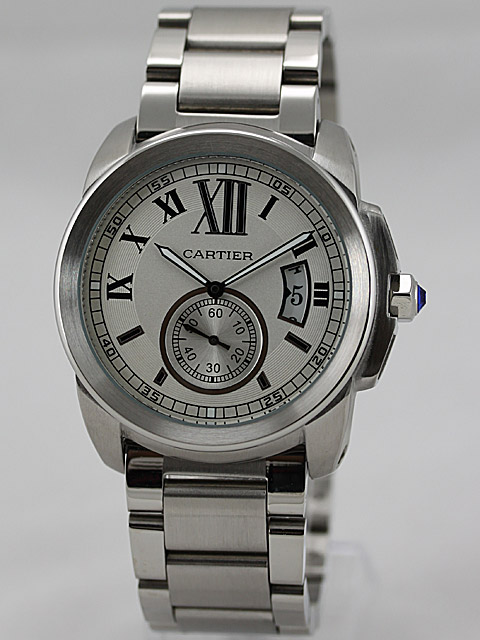 Cartier Calibre de Cartier W7100015 Silver Stainless Steel Strap White Dial 42mm Watch watches