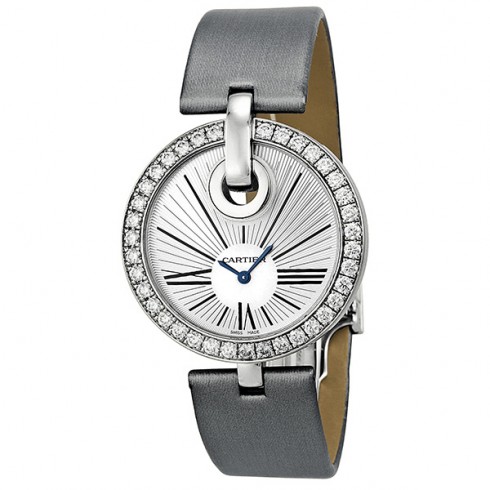 Cartier Captive De Cartier Silver Dial 18kt White Gold Diamond Silver Satin Ladies Watch WG600012 watches