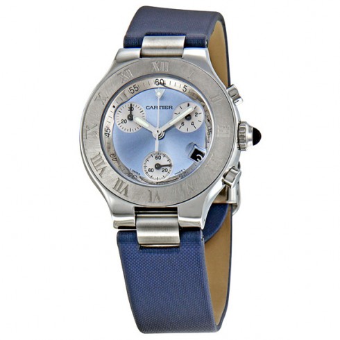 Cartier Chronoscaph Silvered Blue Sunburst Dial Chronograph Ladies Watch W1020013 watches