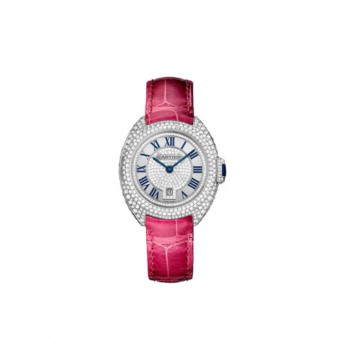 Cartier Cle 18K White Gold Set with Diamonds Dial Ladies Watch WJCL0017 watches