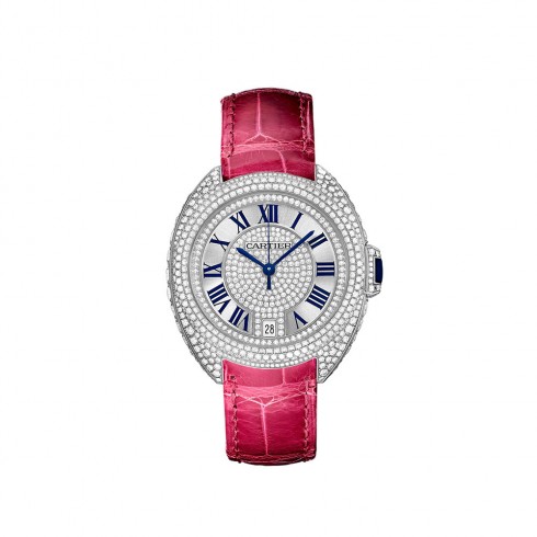 Cartier Cle 18K White Gold Set with Diamonds Dial Ladies Watch WJCL0018 watches