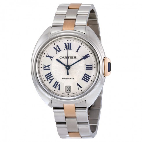 Cartier Cle Automatic Silver Dial 18kt Rose Gold and Stainless Steel Ladies Watch W2CL0003 watches